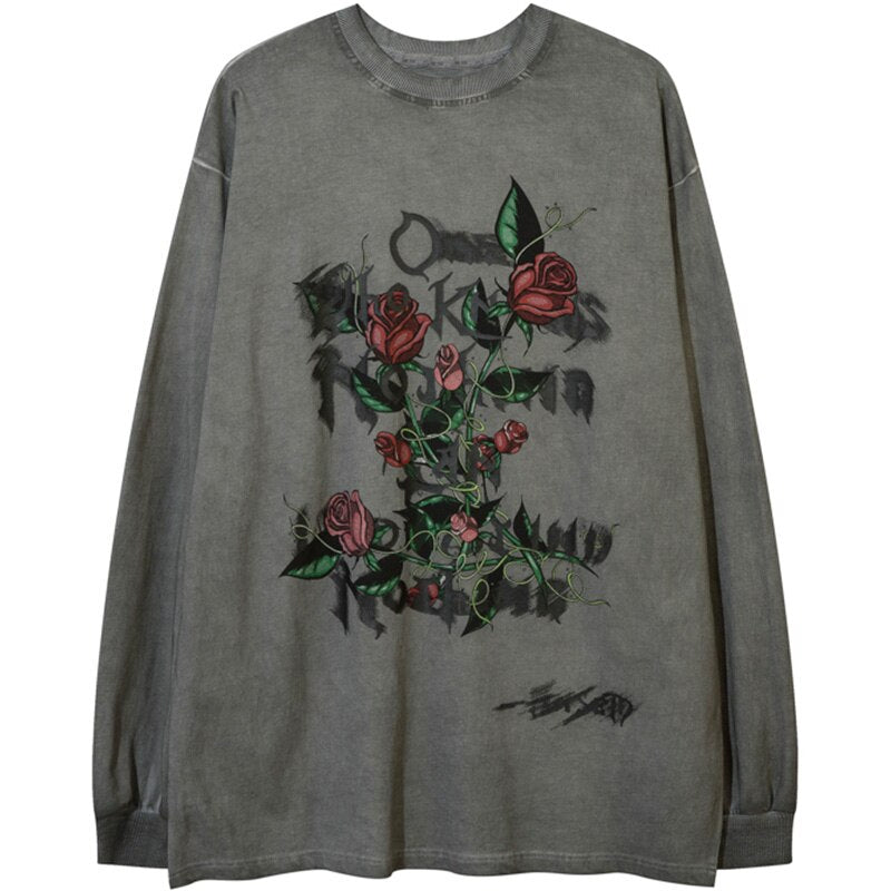 "Broken Roses" Unisex Men Women Streetwear Graphic Sweatshirt Daulet Apparel