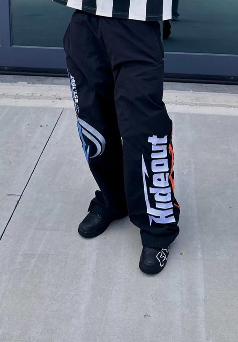 2024 european and american new fashion letter anime print oversized trousers men y2k harajuku retro hip hop rock casual pants unique default style 3710