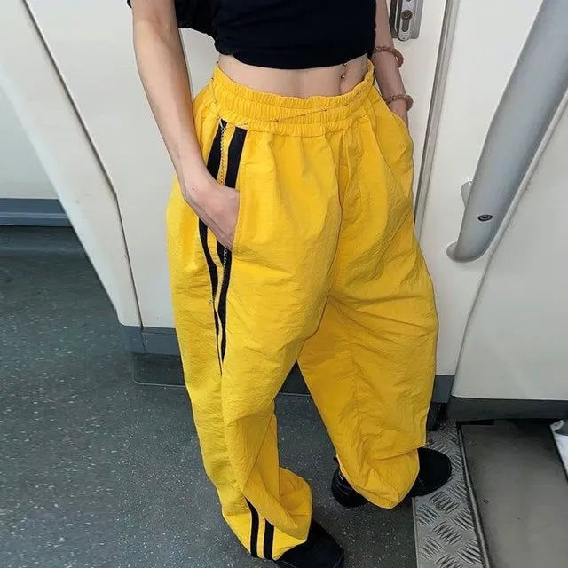kpop vintage cargo casual harajuku pant women streetwear striped oversize baggy jogging sweatpants wide trousers school outfit unique joggers style 2263