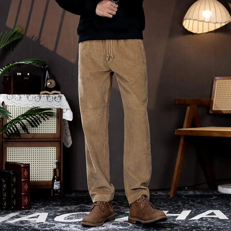 men american retro casual pure cotton corduroy pants japanese streetwear amikaji fashion straight cargo pant trouser unique cargo style 2008
