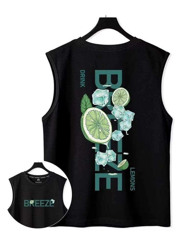 Vaporwave Barcode glitch ā New Lemons Print Graphic T Shirt Vintage Loose Tank Top Casual