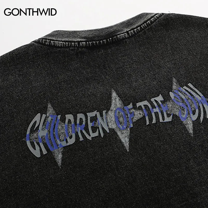 Glitchcore Fashion – Mens Punk T Shirt Streetwear Hip Hop Vintage Retro Graphic P – Modern Streetwear for Everyone
