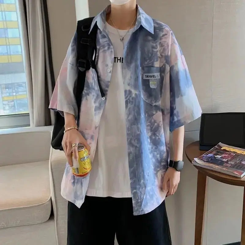 2023 Summer New Light Luxury Fashion Short-sleeved Shirt Men Top Coat Comfortable Casual Shirt Boutique Clothing Simple Style