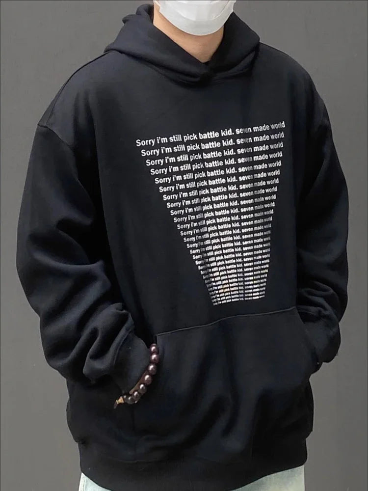 2024 Korean Fashion Pullover – Autumn Mens Y2K Letter Printed Goth Hoodies New American Streetwear Hooded Sweatshirts Hip Hop Fashion Pullover Retro Hoody | Zip Knit Drop #152