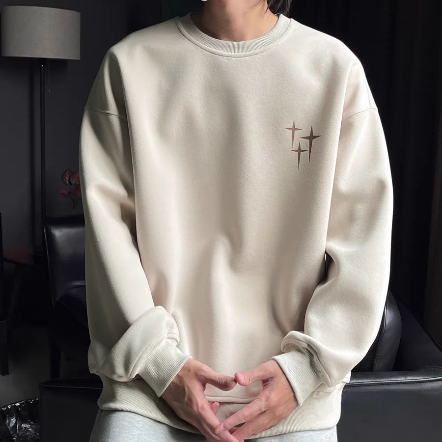 Personalized Street Sweatshirt Men American Fashion Brand High Street Hip Hop Letter Round Neck Long Sleeved Top