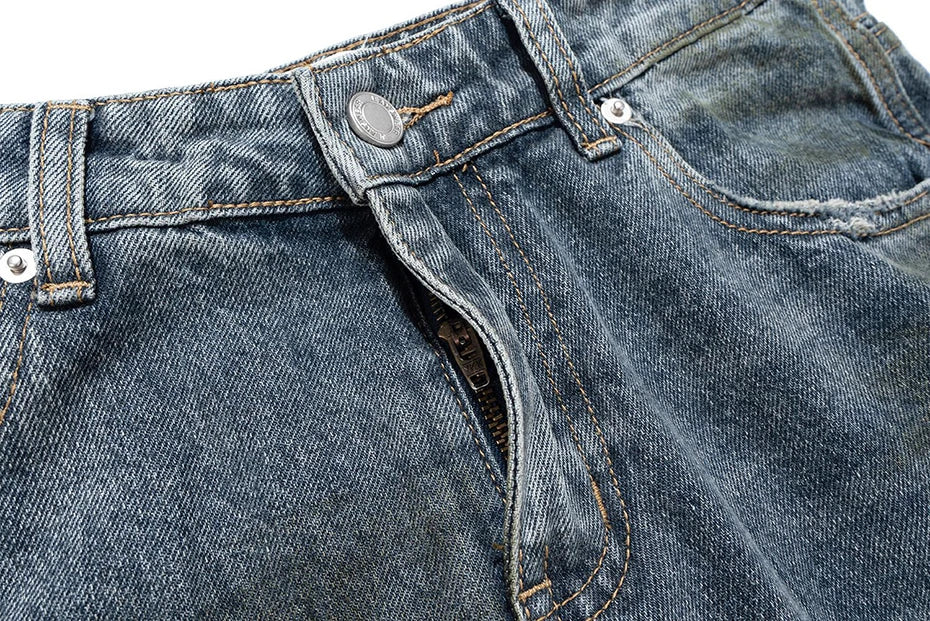 men blue ripped baggy jeans dirty printed distressed loose denim pants male luxury designer fashion jeans trousers unique jeans style 1373