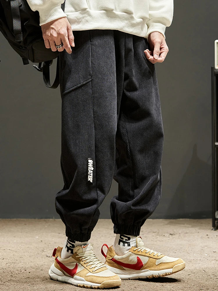 autumn spring men corduroy pants casual jogging sweatpants hip hop fashion streetwear joggers trousers y2k baggy pantalones unique joggers style 3618