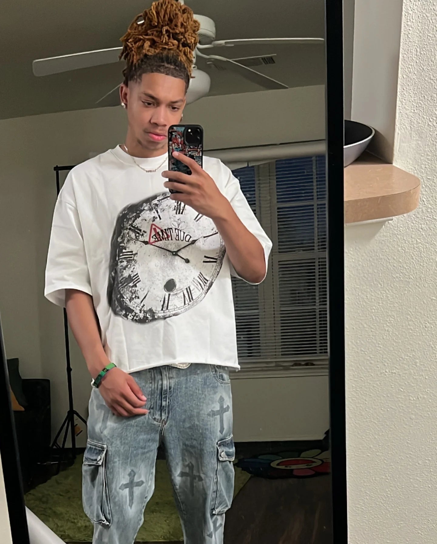 anime glitch tee with vapor flame explosion and hip hop sketch