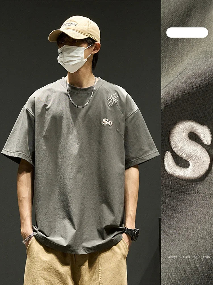 Trapwear Crying character – Summer Mens Embroidered Short Sleeve T Shirts 2024 New Oversized