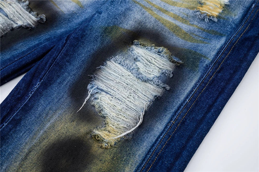 2024 hip hop ripped jeans y2k american style destroyed hole baggy denim pants wash vintage retro jean hipster unique jeans style 5485