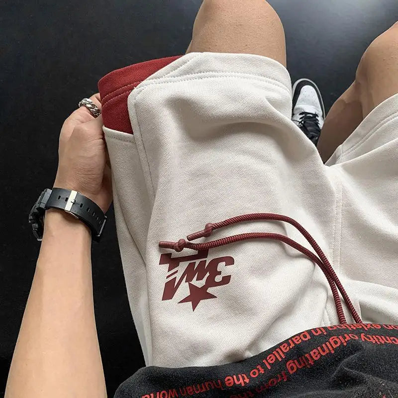 Korean fake two-piece sports basketball shorts men summer American fashion
