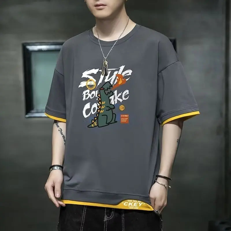 Harajuku Anime panel ā 2023 New Mens Graphic T Shirt Japan Hot Sale Cartoon Casual