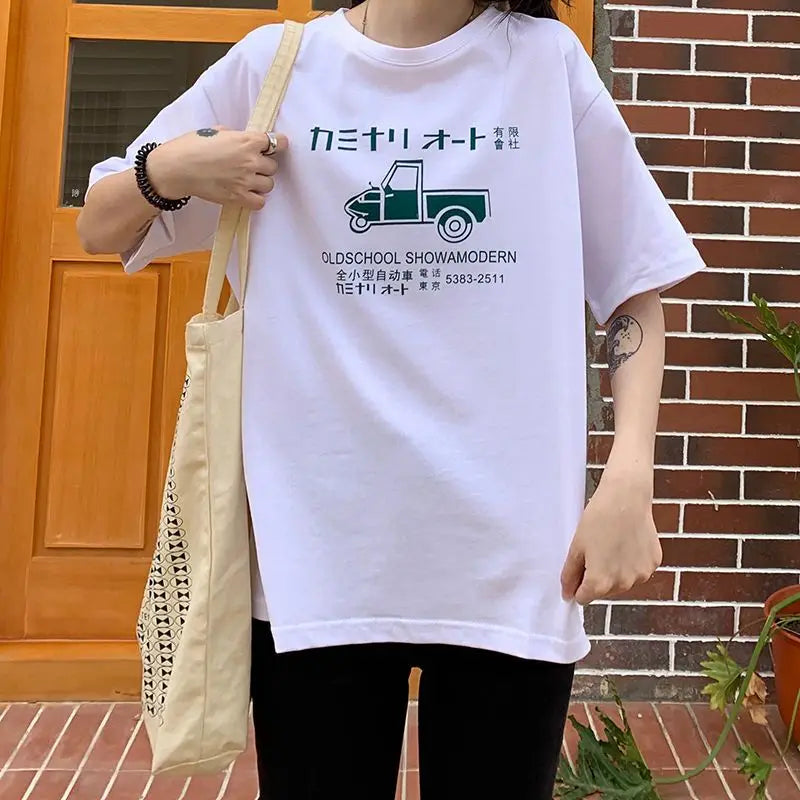 Glitchcore Oversized shirt β Summer Japanese Girly Cotton Short Sleeved T Shirt For Women