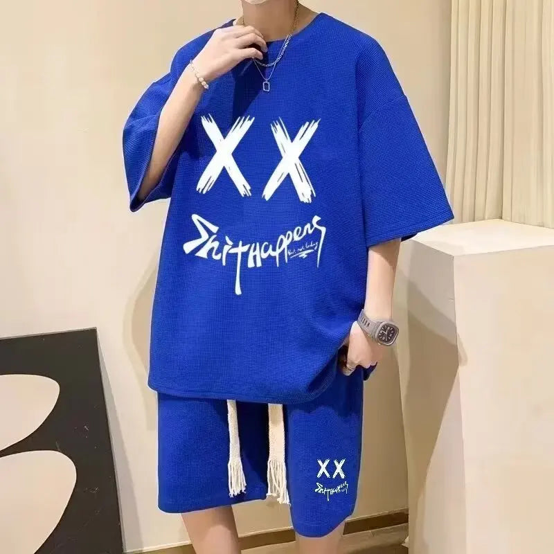 Cyberpunk Vintage print ā Summer Man Tracksuit Korean Fashion Streetwear Hip Hop Rock
