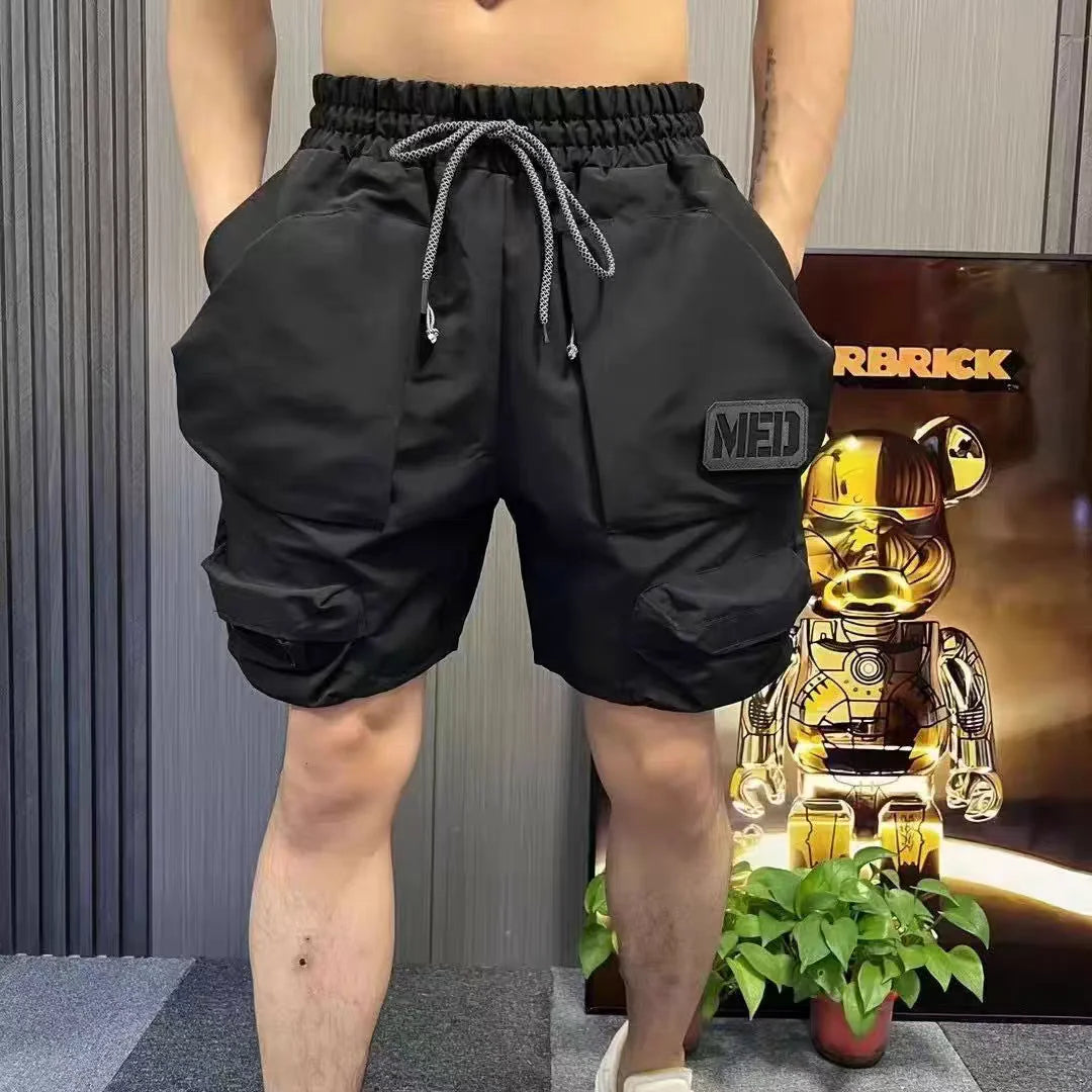 Large Pocket Mens Cargo Shorts with Pockets Letters Outdoor Sports Function