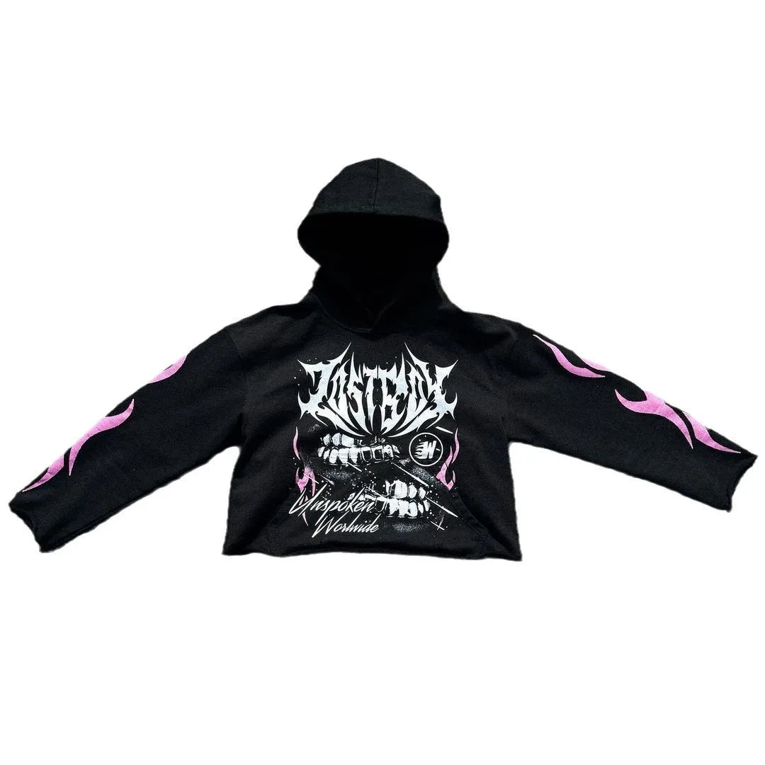 Y2k Pullover Print Pattern Long Sleeved Hoodie Hoodie Clothing Vintage Street Rap Trend Wear High Street Dark