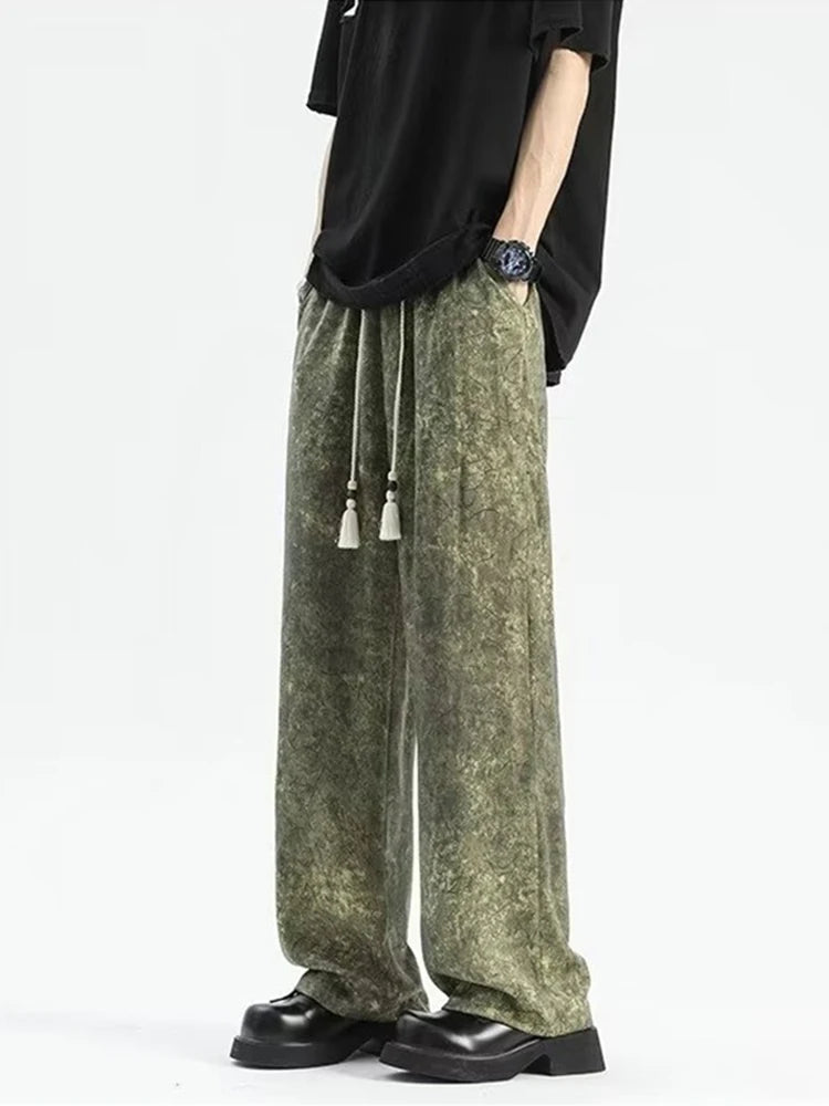 2024 goth tie dye corduroy pants mens autumn baggy wide leg straight casual trousers women drawstring hip hop y2k sweatpants unique joggers style 1371