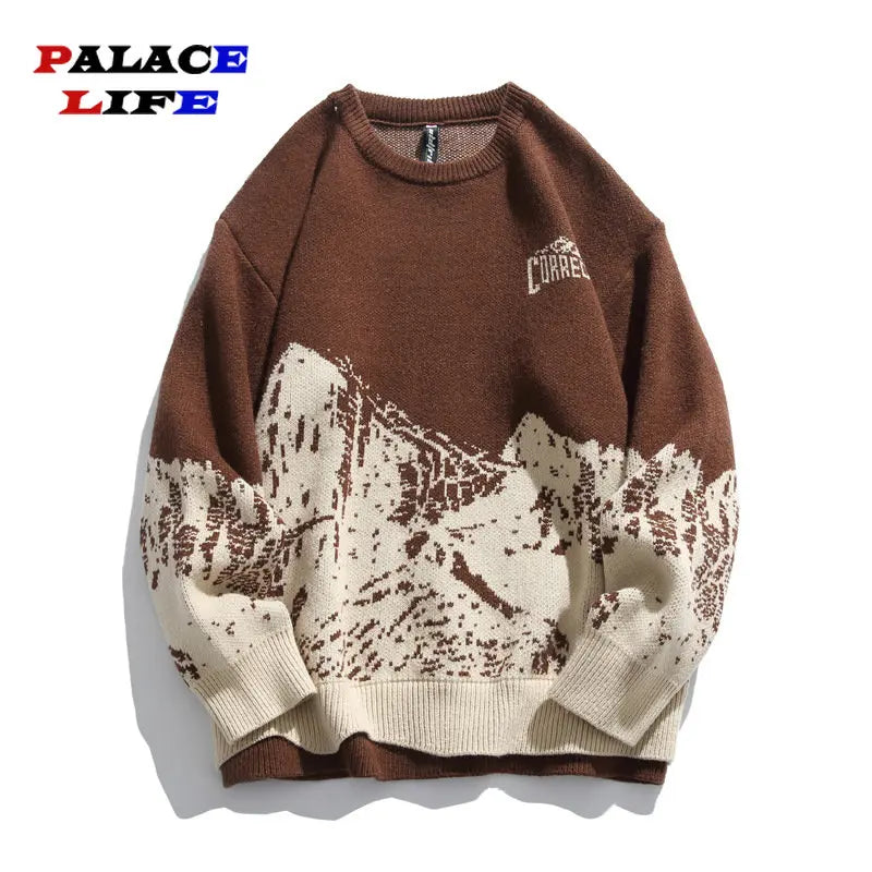 techwear flame knit sweater with structured oversized fit, ideal for cold streetwear layers, men’s streetwear clothing piece
