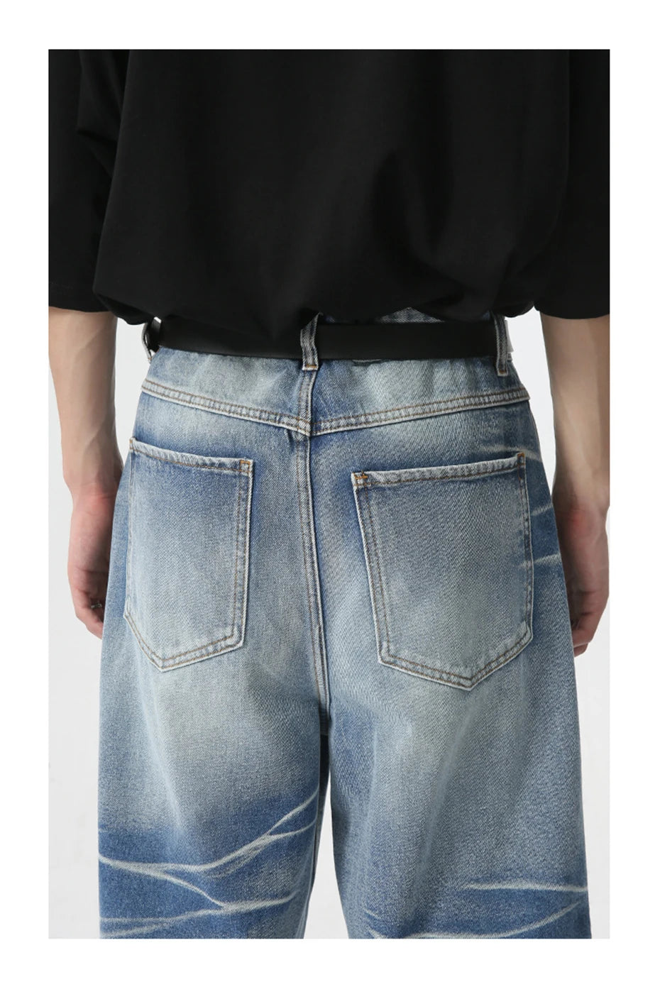 vintage blue baggy jeans man loose straight denim pants harajuku hip hop jeans trousers men unique jeans style 699