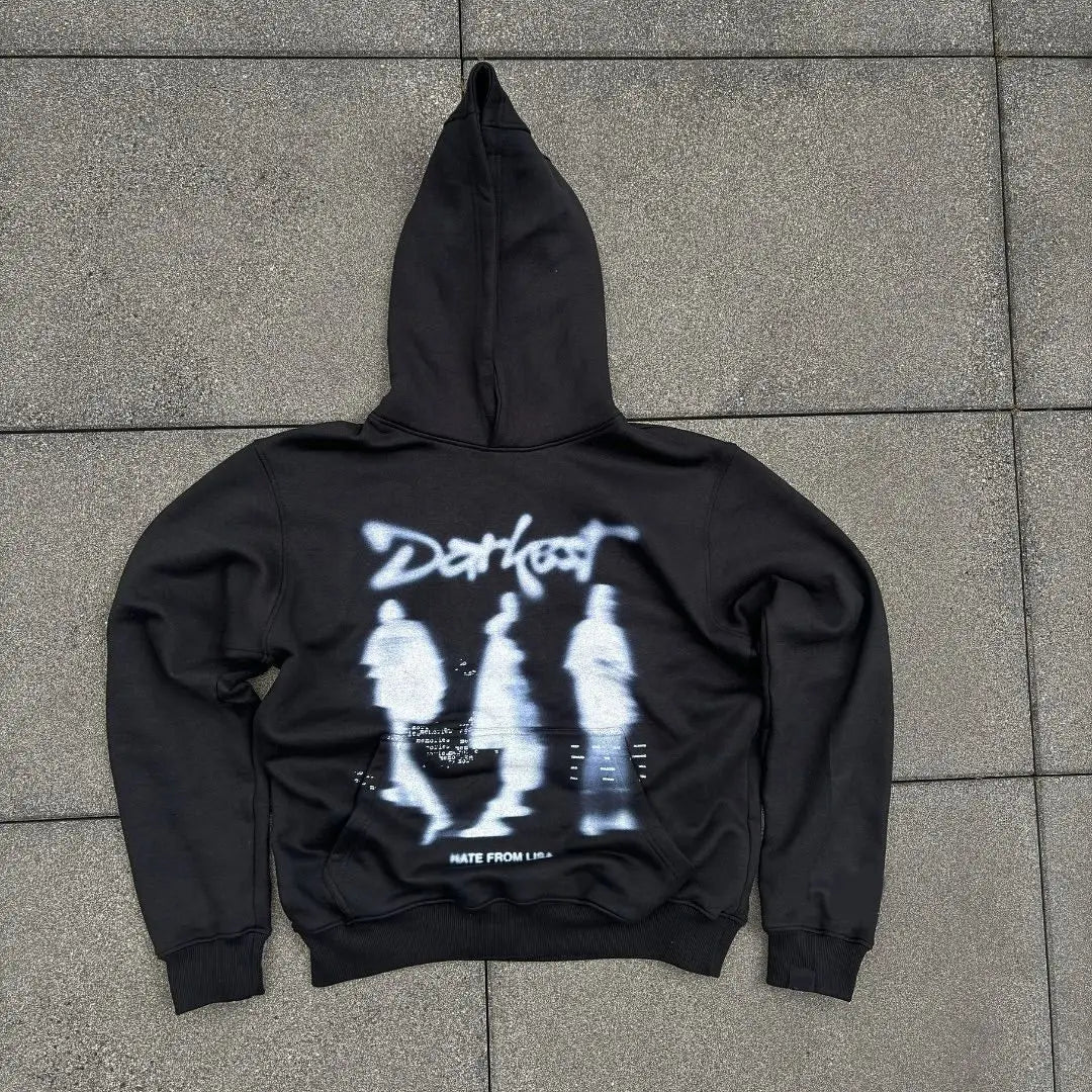 Y2k Winter Long Sleeved Hoodie Sweatshirt Oversized Winter Clothes Streetwear Y2k Vintage Punk Graffiti Print