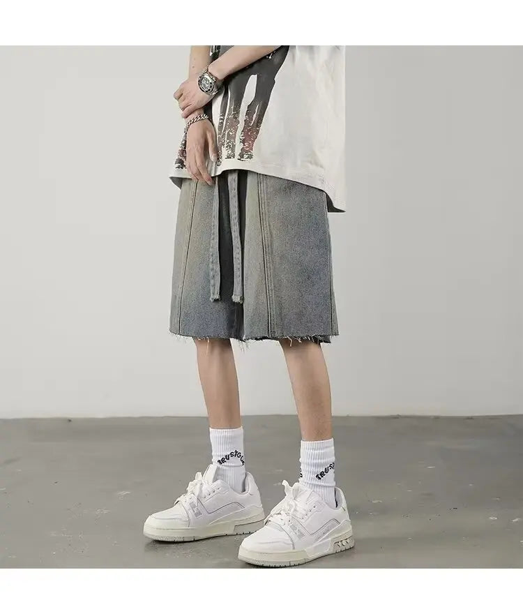 Mens Loose Baggy Denim Short Men Jeans Fashion Streetwear Hip Hop Male Classic