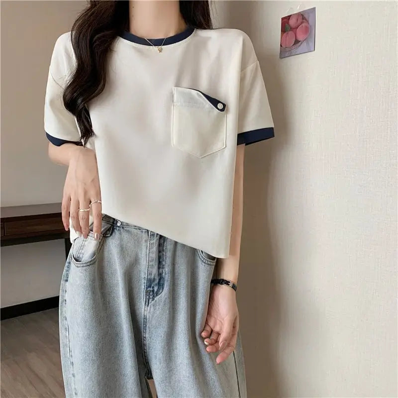 Harajuku Melting smiley β Summer New Fashion Versatile Niche Design Contrasting Color