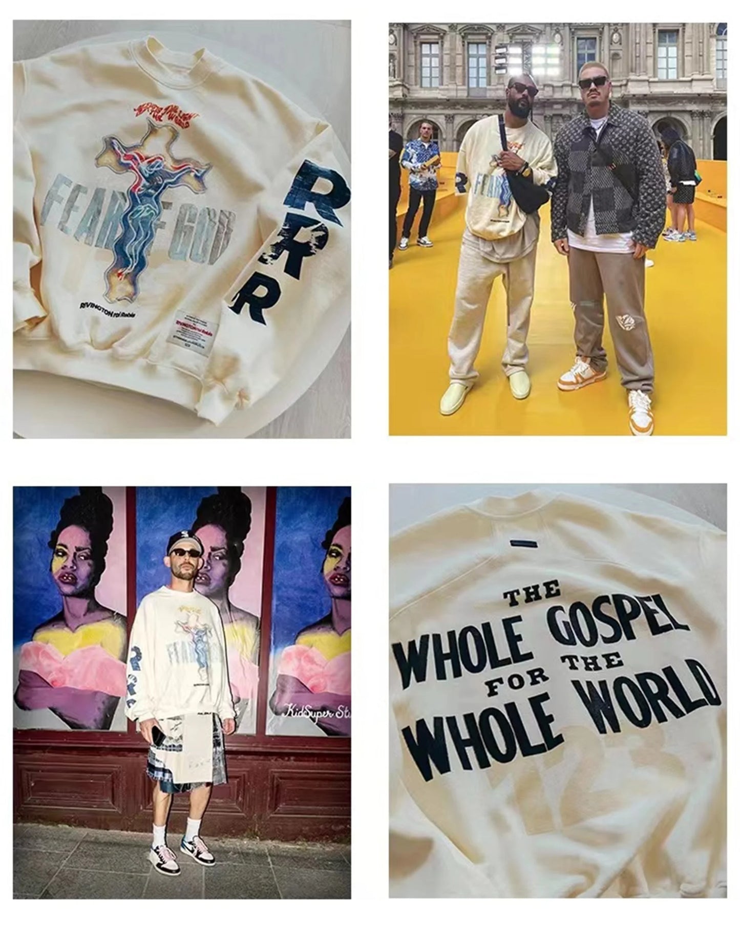 RRR123 Brand FASHION Jerry Same High-Street Print Gospel Cross Cotton Casual Long-Sleeved Roundneck Sweatshirt Pullover