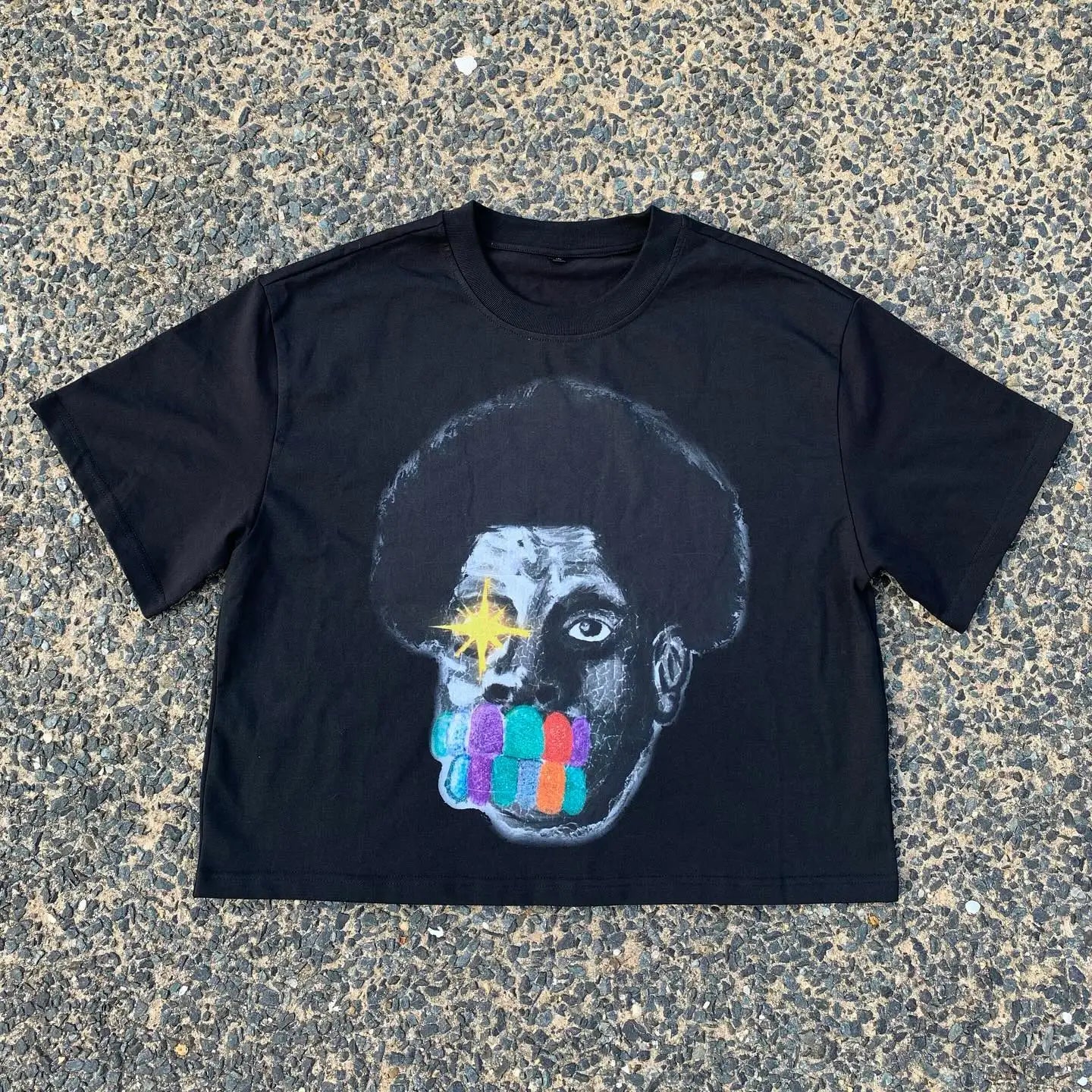 sadcore glitchcore manga tee with pastel sketch chaos