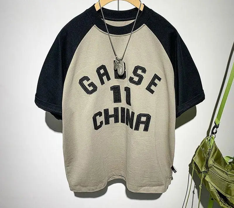 Y2k Melting smiley – Korean Mens Summer New Style Retro Letter Printed Short Slee