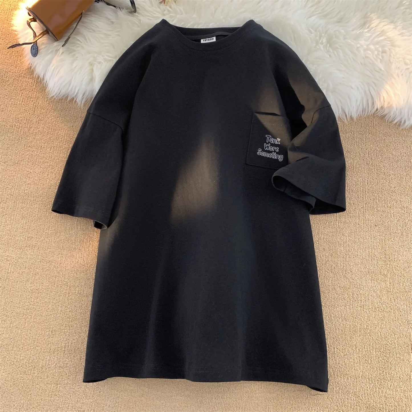 Gothic Oversized shirt – Korean Style Solid Color Short Sleeved Men Summer Japanese S