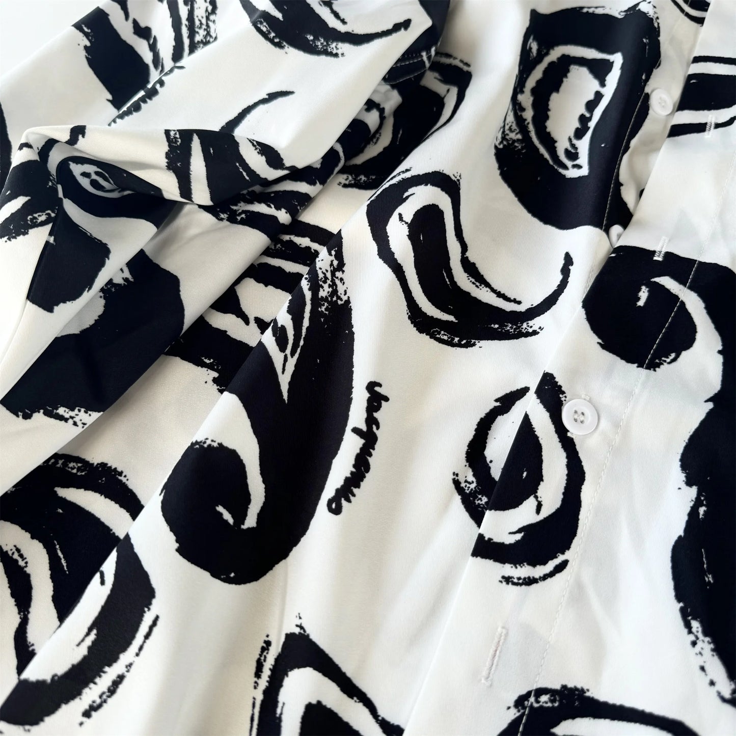 24ss New Retro Vintage Digital direct spray Cashew flower print High-Street Casual long sleeved shirt