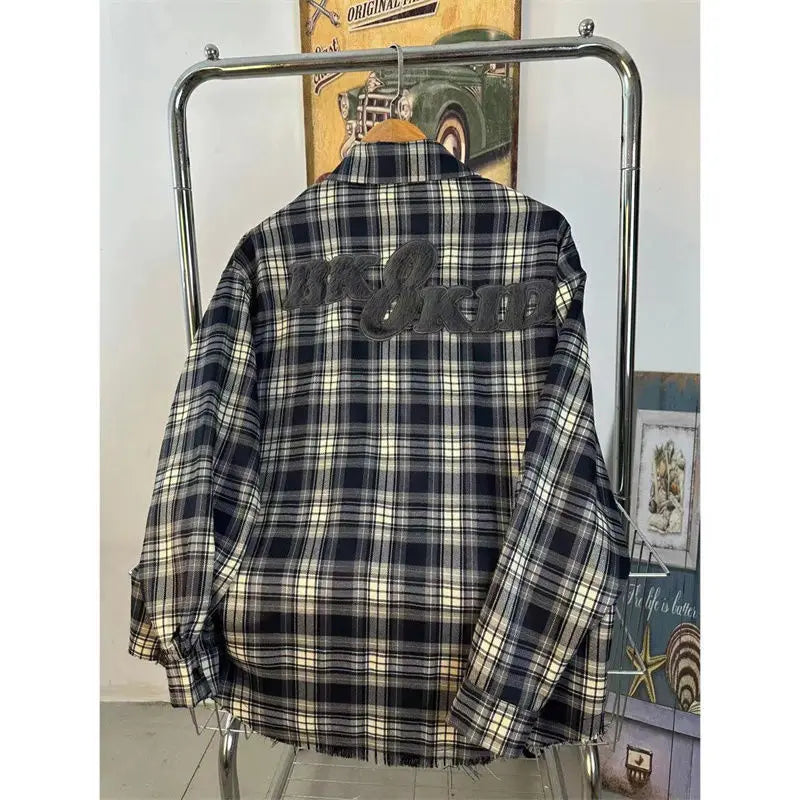 Embroidered high-end long-sleeved shirt for men lazy style loose and versatile shirt