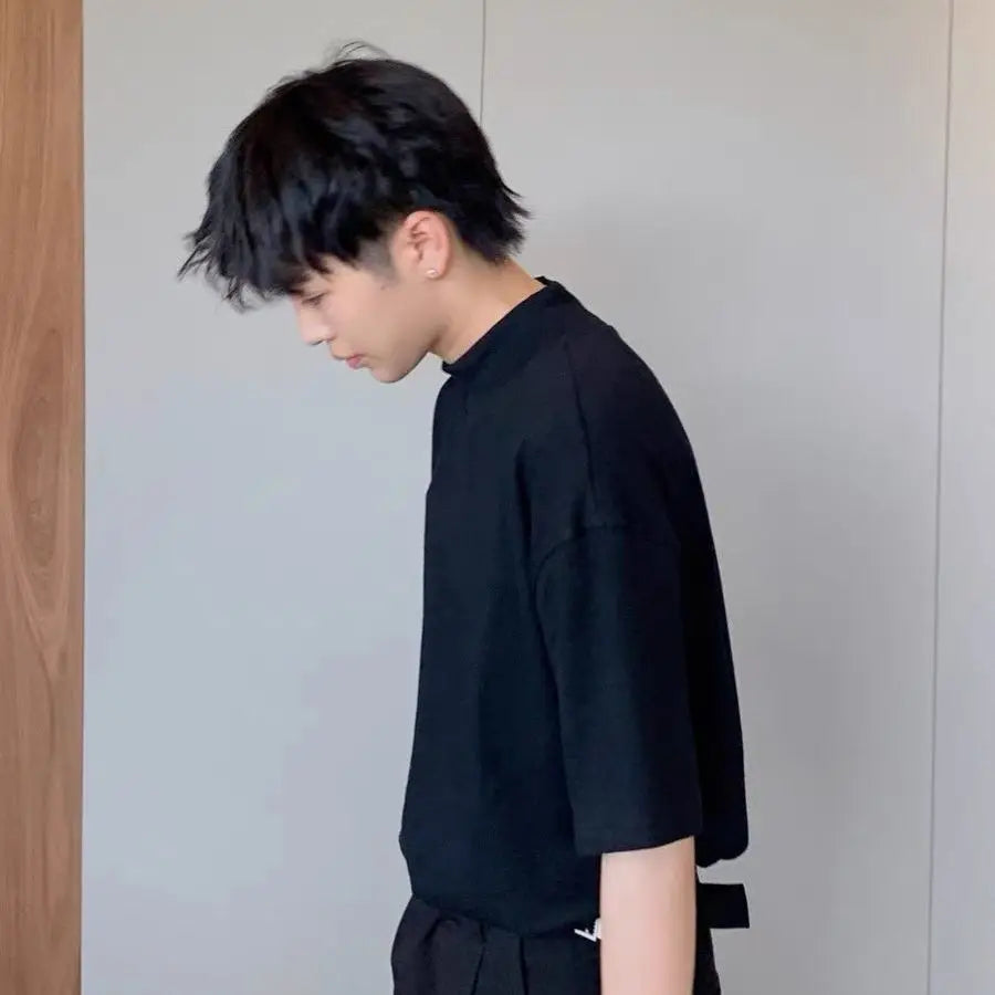 Anime Graphic tee β Korean Style Simple High End T Shirt Half Turtleneck Short S