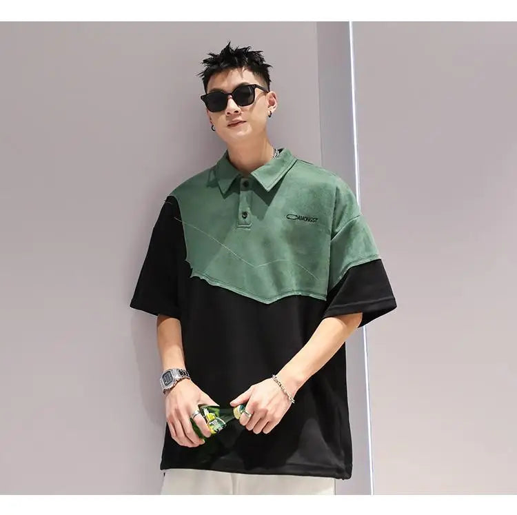 Glitchcore Melting smiley – Summer Street Hip Hop Men And Women Trendy Personality Polo