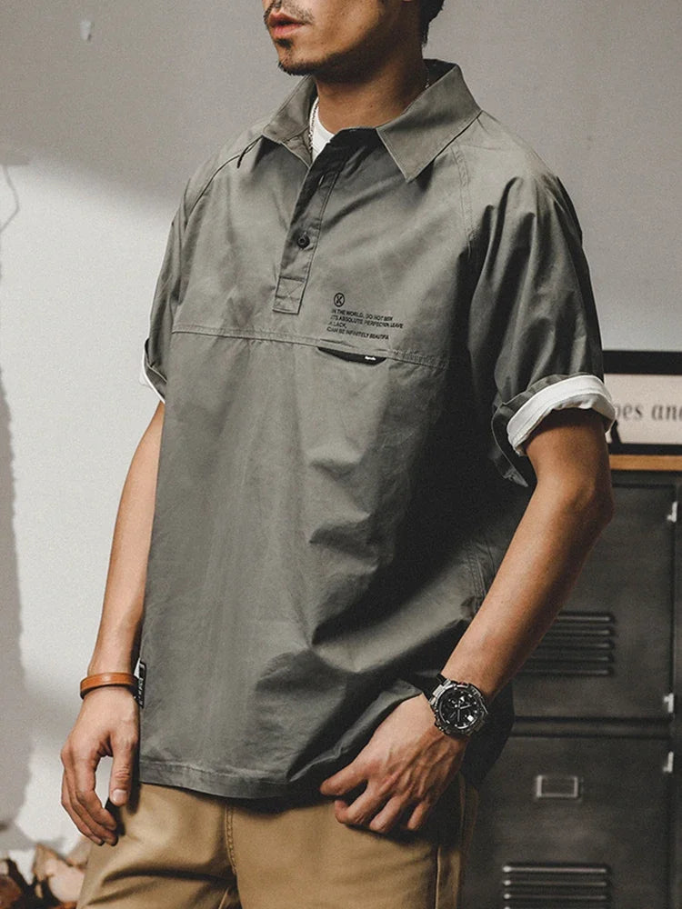 Skatercore Graphic tee ā American Retro Short Sleeve Cargo Polo T Shirt For Men Summe