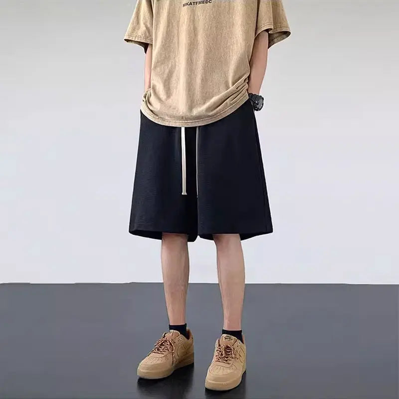 korean sports shorts men new summer hot style loose casual waffle five point pants teenagers solid color versatile niche pants unique shorts style 2141