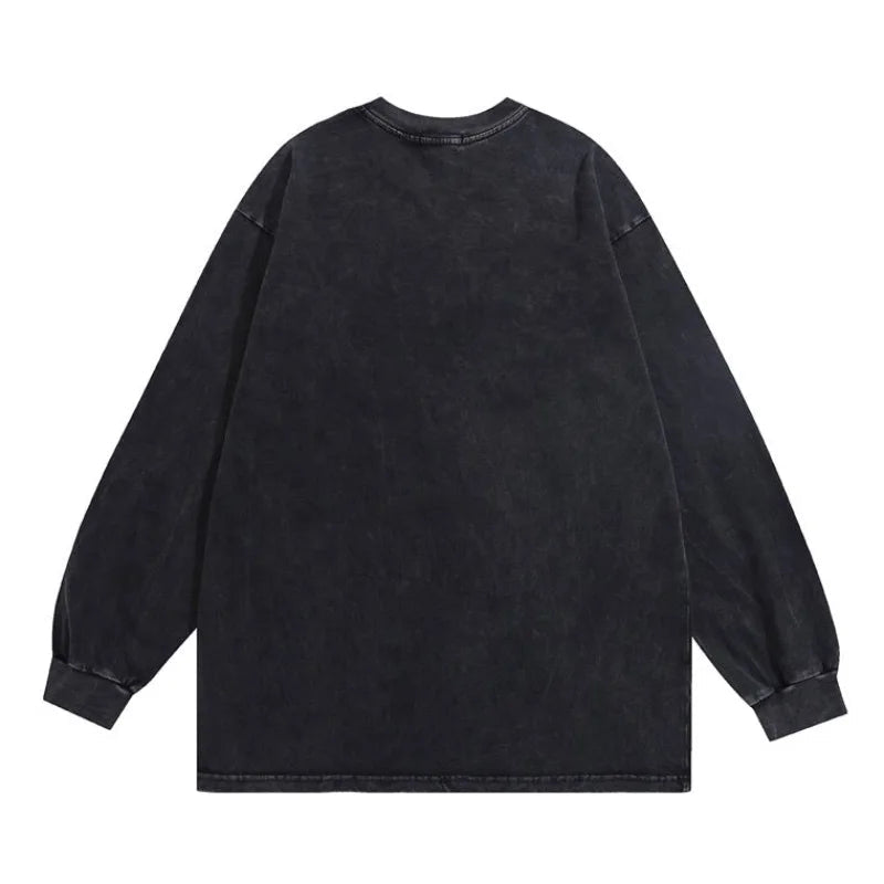 Gothic Vintage t-shirt – Distressed Washed T Shirt Harajuku Skull Letter Pritned Unis