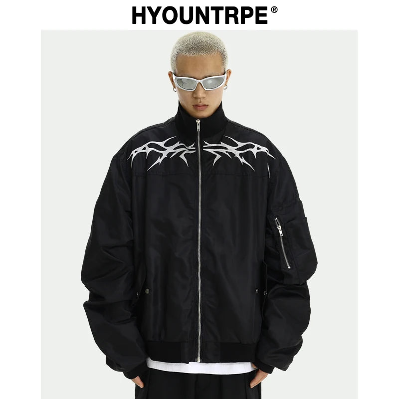 Mens Jacket Winter Warm Parkas Streetwear Casual Bomber Zipper Jackets Hip Hop Fashion Embroidery Loose Baseball Coats black - variant style 39d976 for streetwear fashion