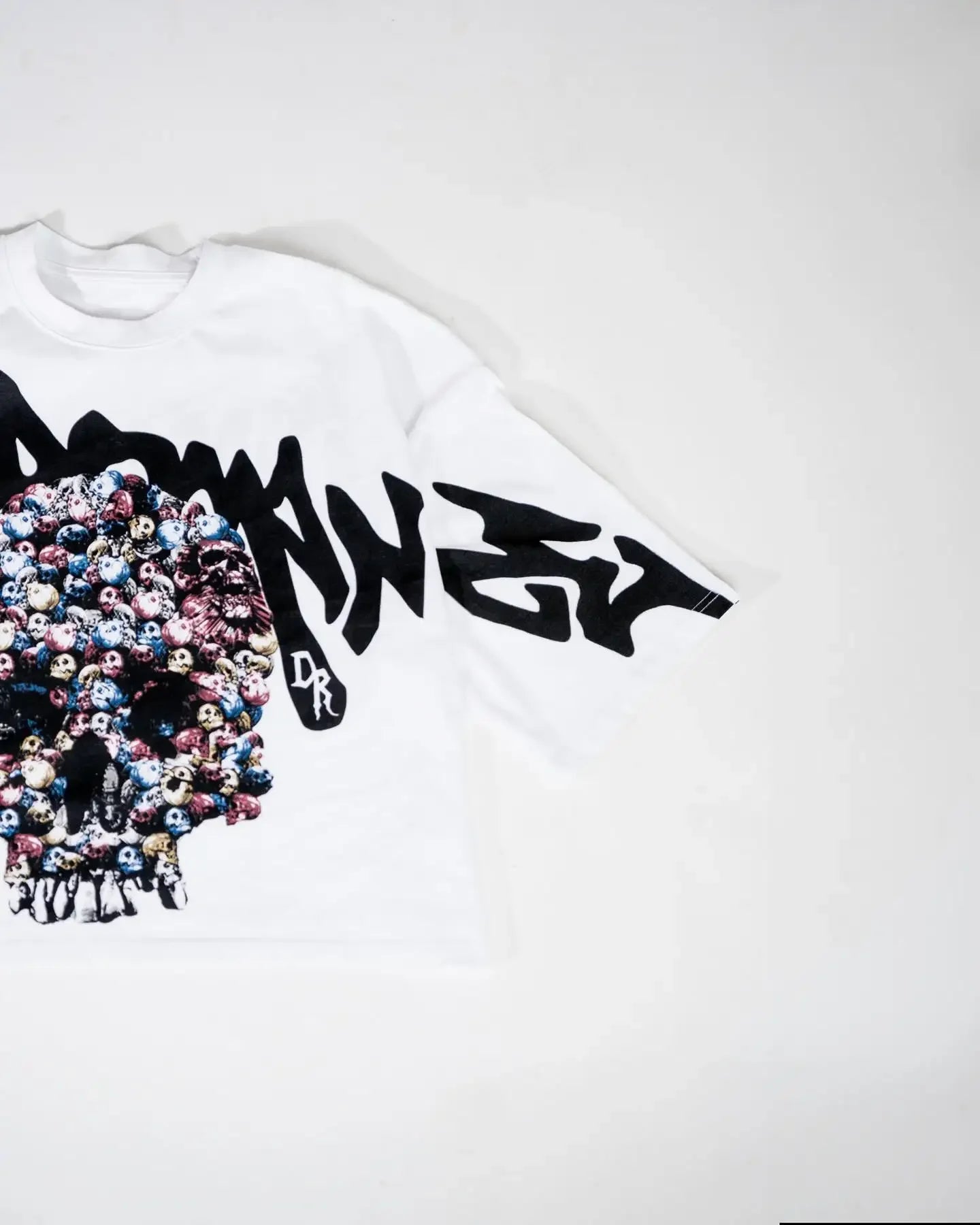 Grunge Vintage t-shirt – American Quirky Gothic Skull Bone Print Oversized T Shirt Wo