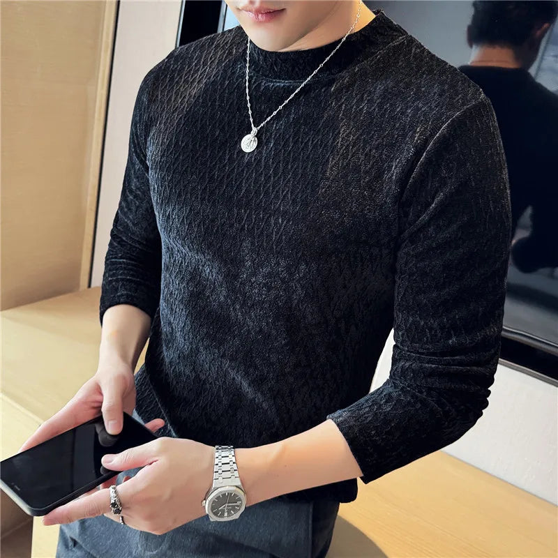 Skatercore Graphic tee ā Autumn Winter Semi Turtleneck Stretch Slim Fit Long Sleeve T