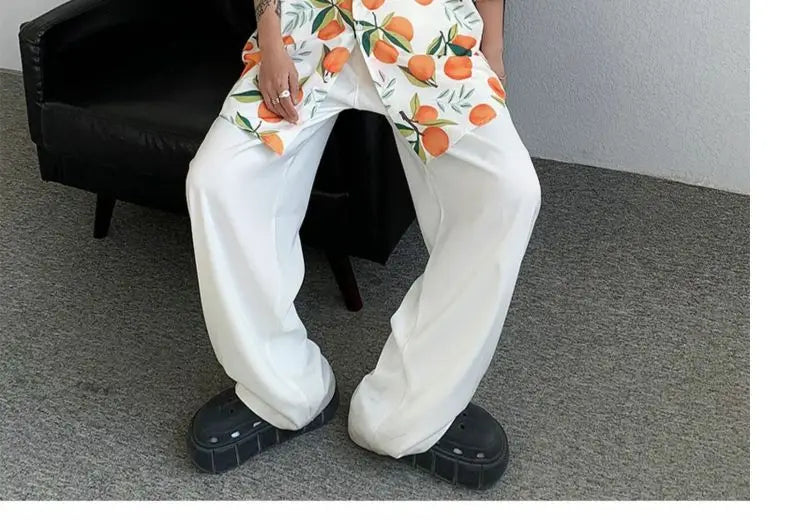 Gothic Streetwear – Orange Cute Fruit Peaches Full Print Shirts Loose Half Sleev – Modern Streetwear for Everyone