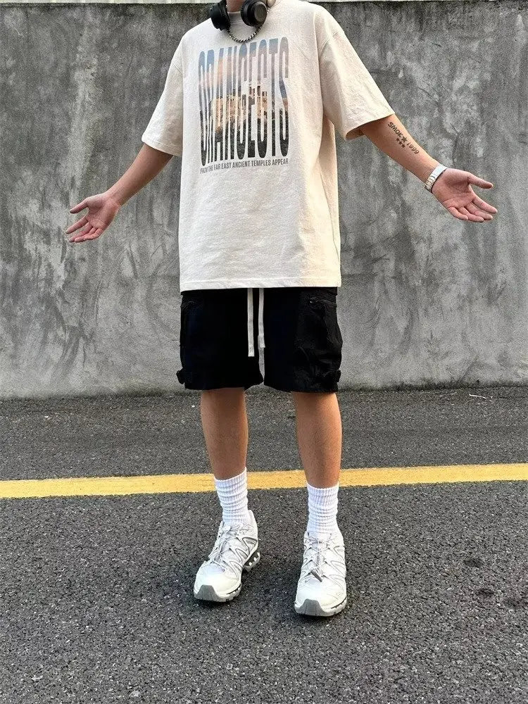 Mens Cotton Cargo Shorts Men Multi Pocket Solid Tactical Cargo