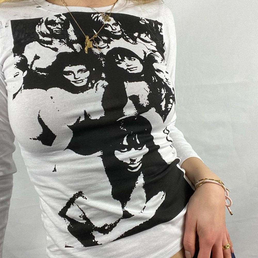 "One Portrait" Women Vintage Long Sleeve Streetwear Sweatshirt
