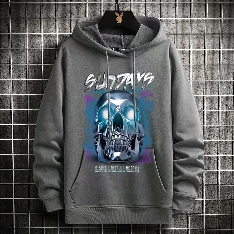 "Purple Skull" Graphic Unisex Streetwear Vintage Women Men Y2K Hoodie