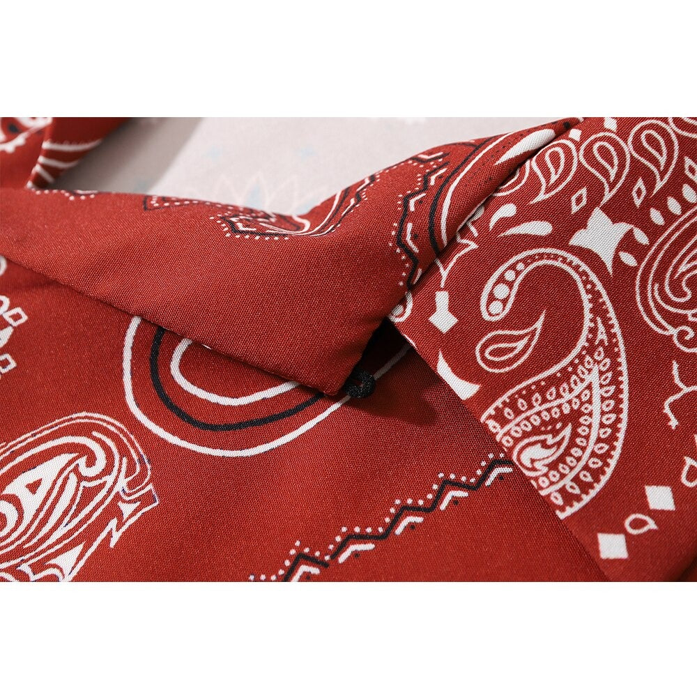"Vintage Red" Graphic Unisex Streetwear Vintage Women Men Y2K Button Shirt