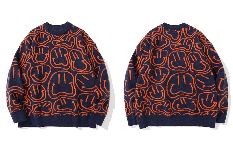 "Smile More" Graphic Unisex Streetwear Vintage Women Men Y2K Sweater
