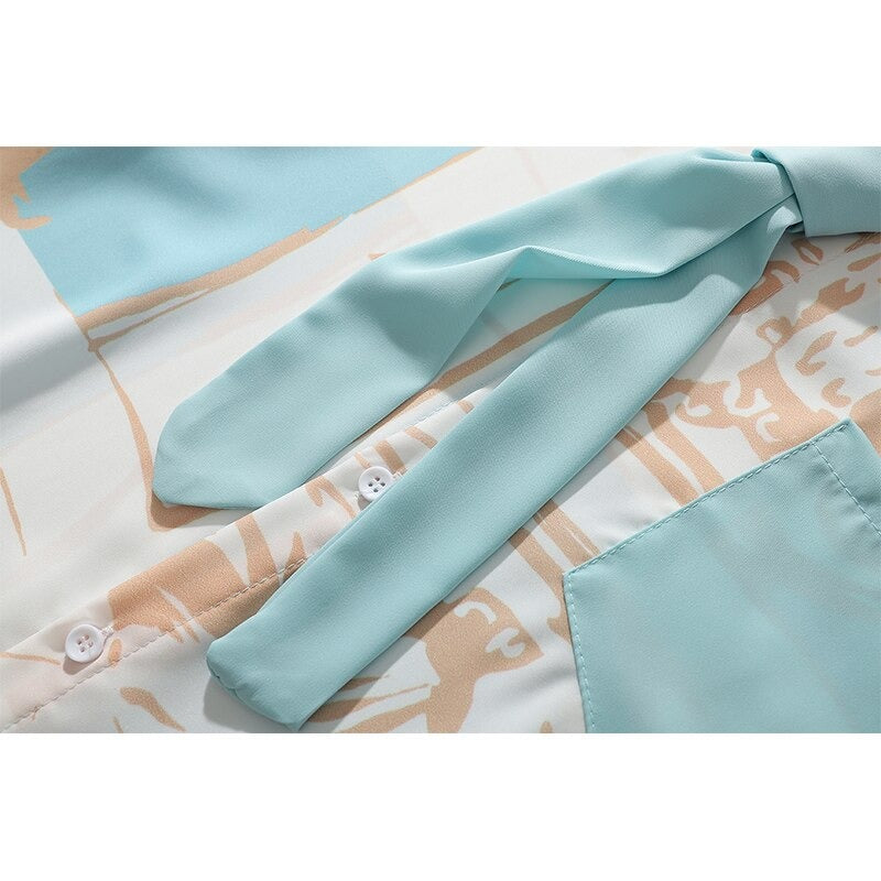 "Turn Down" Graphic Unisex Streetwear Vintage Women Men Y2K Button Shirt