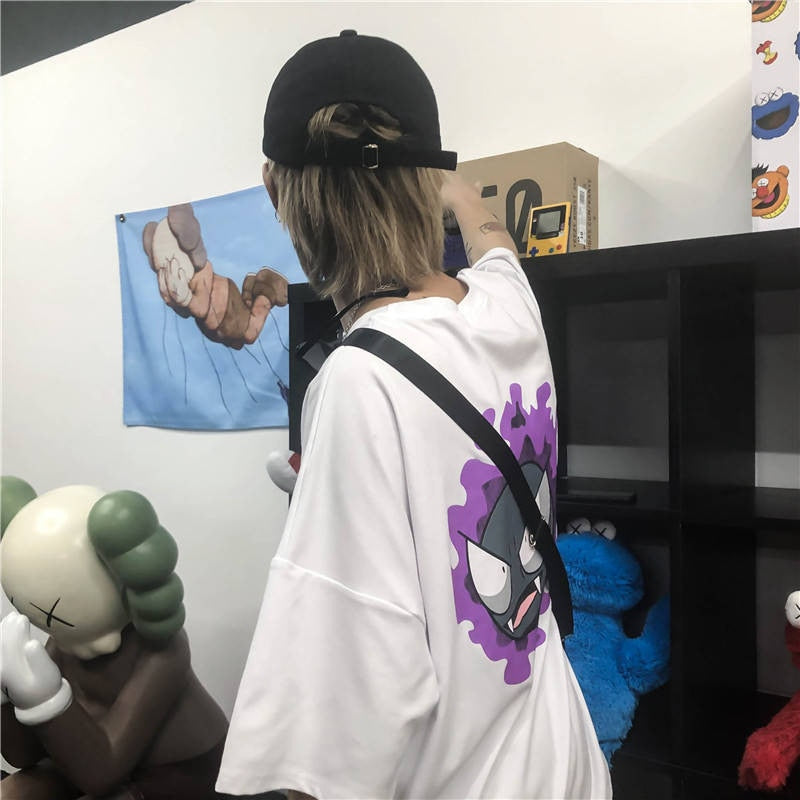 "Purple Ghost" Graphic Unisex Streetwear Vintage Women Men Y2K T-Shirt