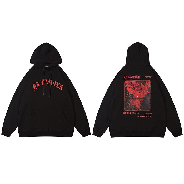 "Red Clouds" Graphic Unisex Streetwear Vintage Women Men Y2K Hoodie