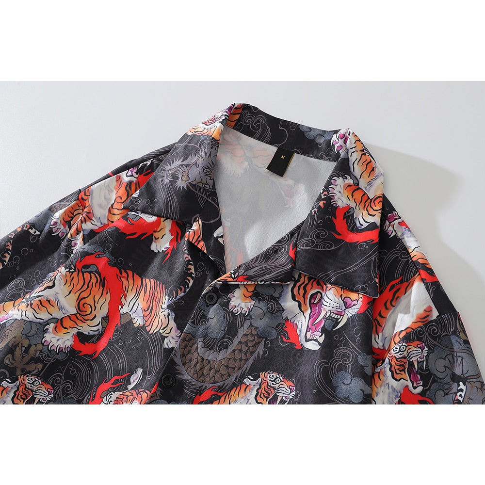 "Fury" Graphic Unisex Streetwear Women Men Y2K Button Up Shirt